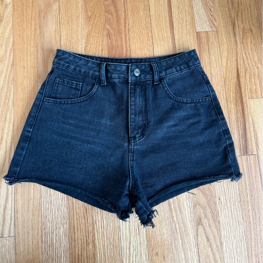 Black jean shorts